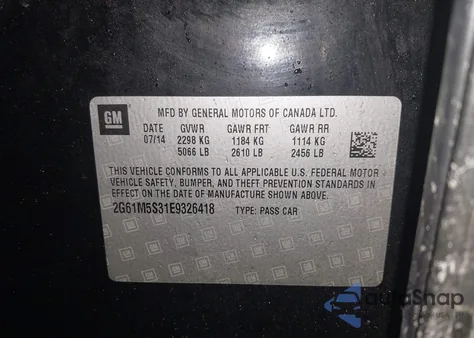 2014 Cadillac Xts Luxury z USA, uszkodzony, nr VIN 2G61M5S31E9326418